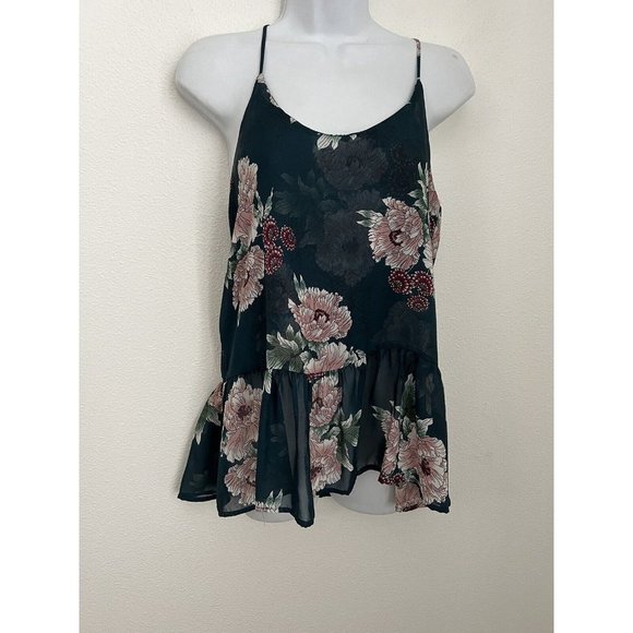 NEWBURY KUSTOM WOMEN'S TOP BLOUSE Peplum Boho Floral Sleeveless Racer back S - Picture 1 of 7